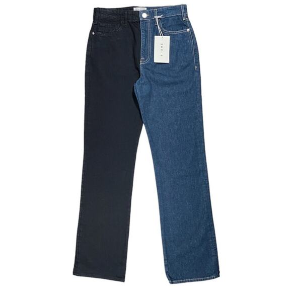 FRAME Le Jane Color block High Waist Relax Jeans Dell Noir Size 25 NWT - Picture 8 of 15